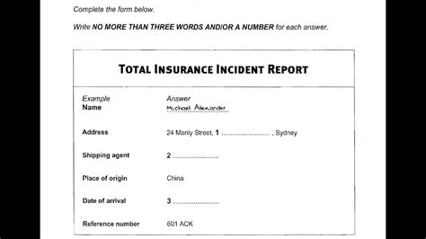 total insurance incident report|product incident report ielts.